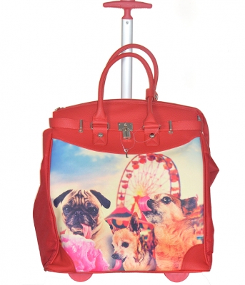 Rollies Classic Doggy's Bunny Rolling 14-inch Laptop Travel Tote Bag TMCD2013D 39570 Red